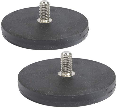 2 Stück Neodym Magnete Gummiert D 66mm Mit M8 Außengewinde 22 KG Zugkraft Flachgreifer Magnet Scheibe Topfmagnet Gummi Runde Magnete mit Gewinde für Schrauben Öse oder Haken
