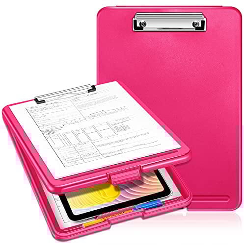 SITHON Klemmbrett A4 mit Aufbewahrung, leichtes Zwischenablage tragbares Schreib-Klemmbrett mit Fach Organizer für Krankenschwester Arzt Lehrer Studenten Verkaufstrainer Schul Büro, (Rosenrot)