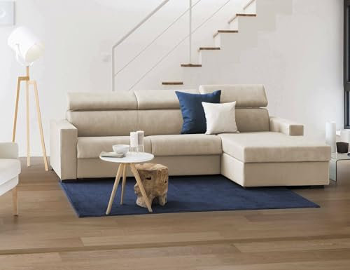 Talamo Italia - Sofa mit Halbinsel Marica, Ecksofa mit rechter Chaiselongue aus Stoff, Standardarmlehnen, 100 % Made in Italy, 280 x 95 x 85 cm, Beige