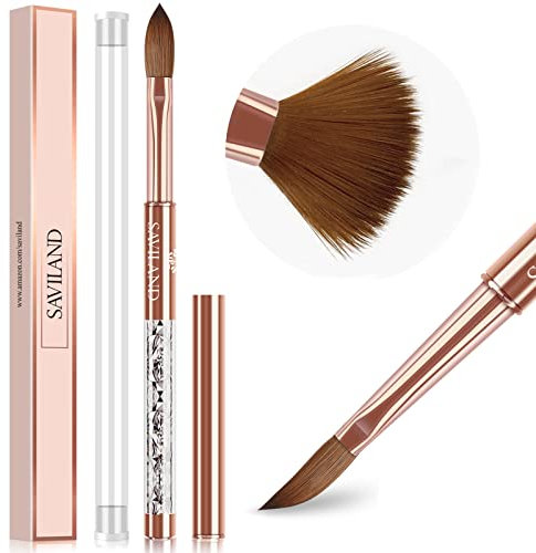 Saviland Acrylic Nail Brush - Kolinsky Size 12, Gold Handle for Acrylic Nails, Beginner & Professional