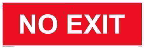 L31 Schild mit AufschriftNo Exit, 300 x 100 mm, Rot, 5 Stück