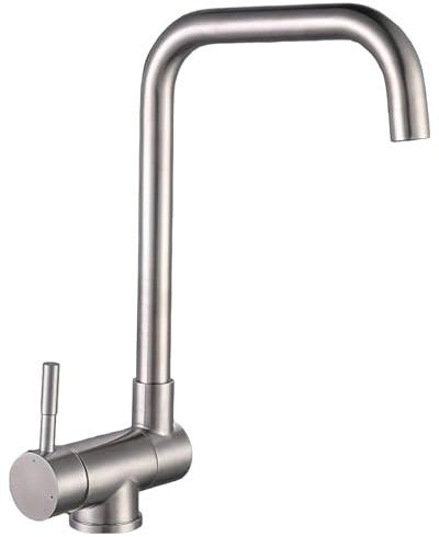 Grifo mezclador para cocina abatible bajo ventana, acero inoxidable satinado/mate