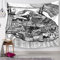 EHOMERY Wandbehang Om Wanddekoration Rustikal Schwarz Und Weiß Skizze Mädchen Schlafzimmer Kunst Wandteppich Natur XXL Wandtuch Befestigung Wandschmuck Groß Schlafzimmer Wohnzimmer 37X29 Inches