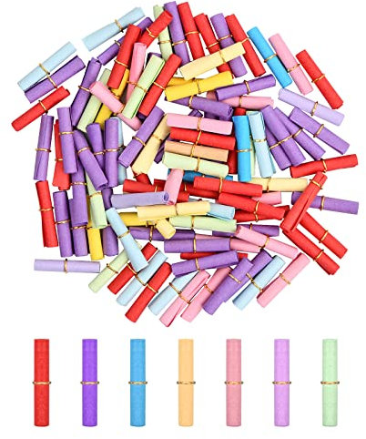 100 Stück Lose zum Selber Beschriften Leere Lose Bunte Mischung Kleine Zettel Beschrifte Glück wünschen Papierrollen für Kindergeburtstag Adventskalender Oder Feier Fest Geschenk Zufällige Farbe