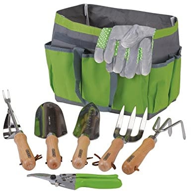 Draper 08997 Stainless Steel Garden Tool Set with Storage Bag (8 Piece)