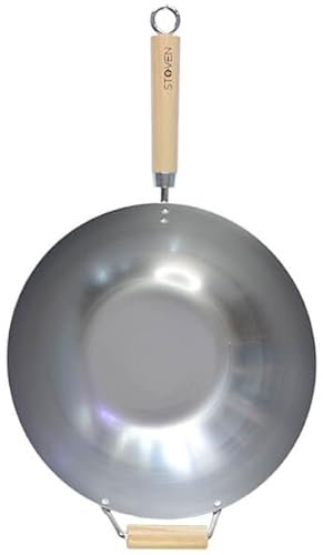 STOVEN 34cm Heavy Gauge Carbon Steel Wok