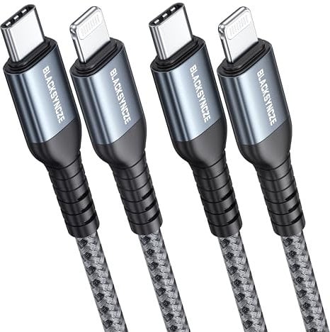 BLACKSYNCZE USB C to Lightning Cable, (2Pack 2M) MFi Certified iPhone Charger Cable Nylon Braided PD Fast Type Charging Lead for 13 12 11 Pro Max Mini XR XS X 8Plus SE 2020, Grey