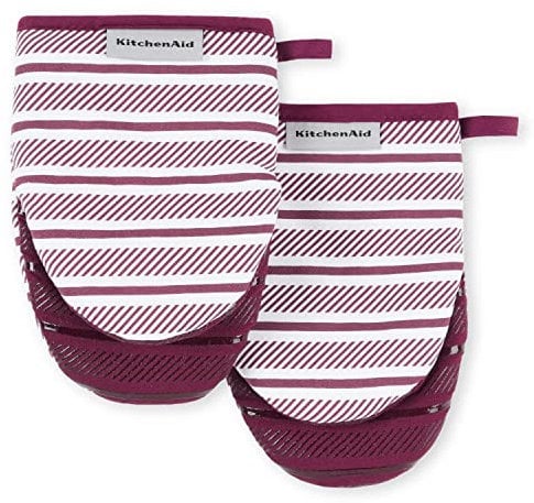 KitchenAid Albany Mini Oven Mitt 2-Pack Set, Beet, 5.5x8