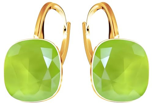 Ohrringe 925 Silber Österreichische Zirkonia - 24 karat Vergoltet Schmuck für Frauen und Mädchen - Hängeohrringe Ideal für Geschenke für Fraue (Lime)