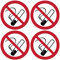 notlok Safety Work - Lot de 4 autocollants pour interdiction de fumer - Pour le bureau, la restauration et le privé - Pour l'intérieur et l'extérieur - Transparent, autocollant - 20 cm de diamètre
