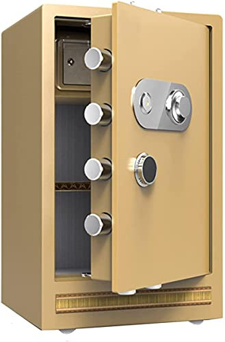 Tresor für Zuhause, feuerfester, wasserdichter Aufbewahrungsbehälter aus Stahl mit großem Fassungsvermögen und eingelassener Tür, Schmuckschrank ((Braun 70 cm) (Golden 70 cm)