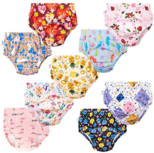 Heekcaa 9 Pack Potty Training Pants, Reusable Training Pants for Toddler Girls (3 Years, Regular, Purple)