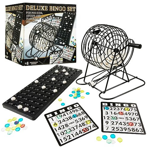 KreativeKraft Juego de Mesa Bingo o Accesorios Bingo Papeletas Rifa Cartones Bingo Rotuladores Bingo Antigoteo Fichas Bingo para Niños Adultos (Juego de Bingo)