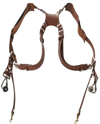 HERCHR Universal Double Shoulder Strap for Camera, Adjustable Dual Leather Digital Camera Shoulder Strap Harness Accessory Dual Shoulder Leather Camera Strap (Brown)