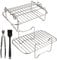 Air Fryer Rack, 2Pcs Air Fryer Racks Compatible for Ninja Dual Zone Air Fryer, Air Fryer Accessories 8Pcs Set - 2 Fryer Rack with 4 Skewers, Kitchen Tongs & Pastry Brush