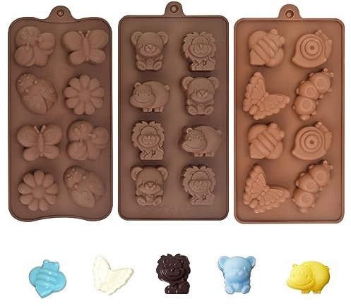 DTYGUIXE 3 Piezas Moldes de Silicona para Chocolates de Insectos y Animales Moldes para Bombones de Silicona Antiadherente Molde de Silicona para Hacer Galletas Gelatinas Gominolas Figuritas de Ceras