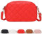 Trendige Gesteppte Messenger-Tasche aus Leder, Neue Umhängetaschen und Clutches zum Umhängen, kleine Gesteppte Off-Crossbody-Schultertaschen aus Leder (Rot,Einheitsgröße)
