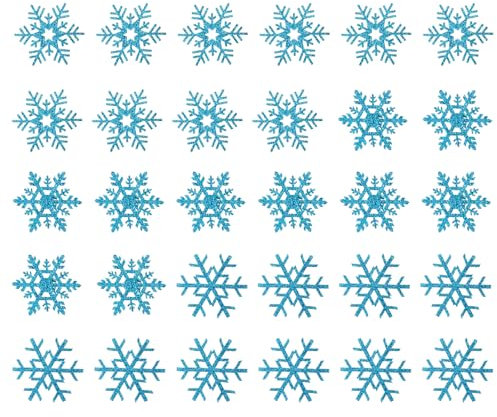 MAGICLULU Aufkleber 30 Stück Bunte Schneeflocken-Stoffflicken Weihnachtsschneeflocken-Nähflicken Schneeflocken-Aufnäher Zum Aufbügeln Applikationen Für Diy-Näh-Bastelprojekte (Blau)
