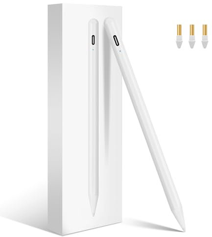 Penna per iPad 2018-2025, Ricarica Rapida, Palm Rejection Stilo Pencil per iPad A16 11a/10a/9a-6a Generazione, Air M2 M3 11/13/5a/4a/3a, Pro M4 11/13/11''/12.9'', Mini A17 Pro/6a/5a