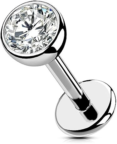 OUFER Body Piercing Lippenpiercing Titanium Threadless Labret Piercing Stud Jewellery 18G 5/6/8/10/12mm Lip Labret Stud Tragus Helix Piercing Stud Bar