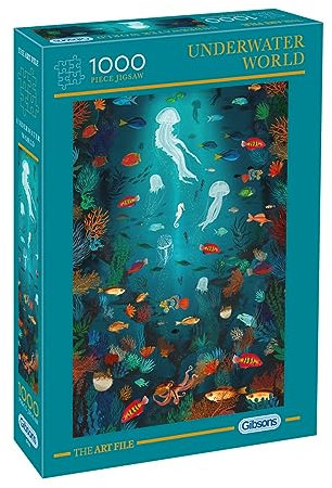 Gibsons The Art File Underwater World 1000 Piece Jigsaw Puzzle Challenging Beautiful Ocean Sealife Coral Reef Sustainable Puzzle for Adults Teens Premium 100% Recycled Board Great Gift Gibsons Games