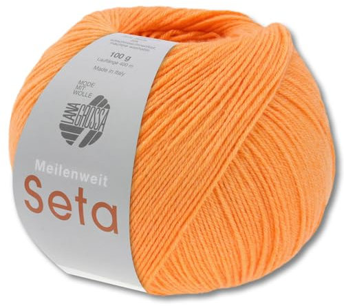 Frida's Wollhaus Lana Grossa 100 g Meilenweit 100 Seta Sockenwolle Merino Seide Garn 31 Farben (19 | Orange)