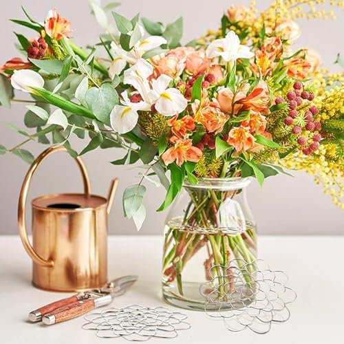 Haloppe Blumenarrangement Gitter Vase Einsatz 1/3/4 Stück Blumenhalter Edelstahl Blumenarrangement Halter Wiederverwendbare Blumen Arrangierwerkzeug für Zuhause E