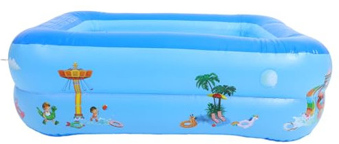 Abaodam Piscine Gonflable Carrée pour Bébés Et Garçon Et Filles 120 Cm Double Couche en PVC Sûr Polyvalente Intérieure Extérieure pour Jeux D’Eau à Domicile
