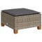 vidaXL Gartenhocker mit Kissen, Sitzhocker mit Stahlrahmen, Fußhocker für Garten Terrasse, Hocker Gartenstuhl Gartenmöbel, Grau Poly Rattan