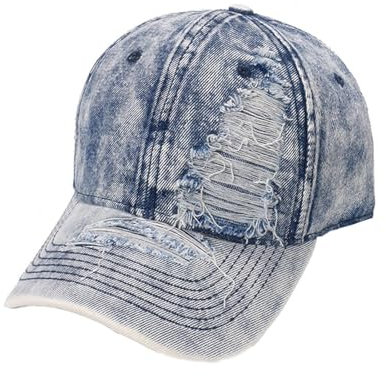 KBOPLEMQ Baseball Cap Damen Denim,Basecap Unisex Kurzkrempige,Damen Klassisch Outdoor Vintage Zerrissene Denim mütze Sonnenhut Damen Herren Einstellbare,Sommermütze Damen Sonnenschutz,