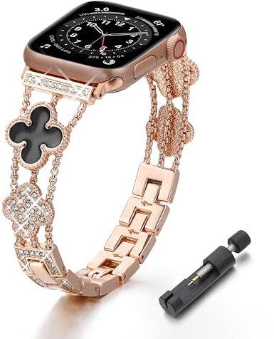 Wingoden Metal Band Compatible con Apple Watch Band Women 38mm 40mm 41mm 42mm 44mm 45mm 49mm Rhinestone Pulsera Dressy Apple Watch Strap for iWatch Band Series 9/8/7/6/5/4/3/2/1/SE/Ultra/Ultra 2,