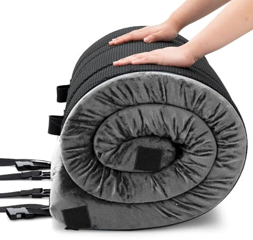GOPLUS - Colchón portátil de espuma con memoria de forma, colchoneta enrollable ligera con bolsa de transporte, funda impermeable, para camping, viajes, senderismo, 183 x 62,5 x 6,5 cm (gris)
