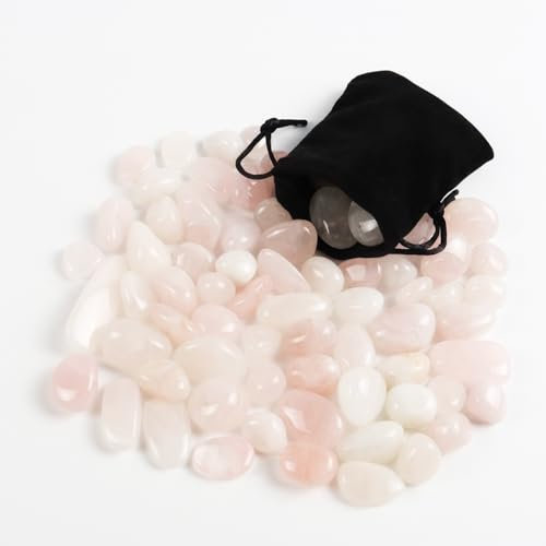 400g Pierre Precieuse Pierre Lune Ensemble de Cristaux de Guérison Naturels Poches Cordon,Naturelle Pierres Précieuses Cristal de Roche pour Guérison,Méditation,Cadeau Spirituel(Quartz rose)