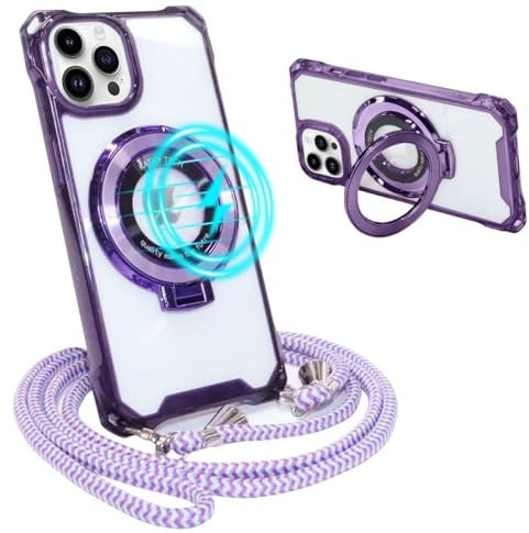 GoodcAcy Crossbody Case for iPhone 12 Pro Max,Necklace Mobile Phone Cover with Cord Strap for 12 Pro Max Clear Transparent TPU Soft iPhone 12 Pro Max Cover Holder with Neck Cord Lanyard Strap-purple