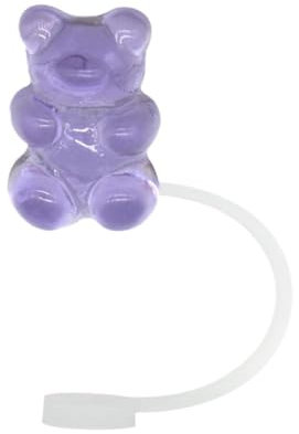 1pcs 8mm Acrylic 3D Colorful Bear Silicone Straw Topper for Girl Tumbler Cup Dust-proof Straw Party Accessories Cover Supplies