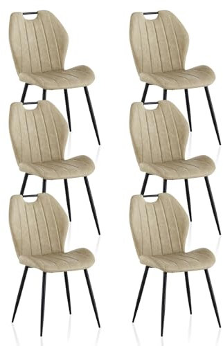 ZBAOLTO Esszimmerstühle 6er Set Kunstleder, Stühle esszimmer Küchenstuhl Polsterstuhl Wohnzimmerstuhl mit Rückenlehne Metallbeine, Stühle essstühle für Esszimmer Wohnzimmer Küche Schlafzimmer, Creme