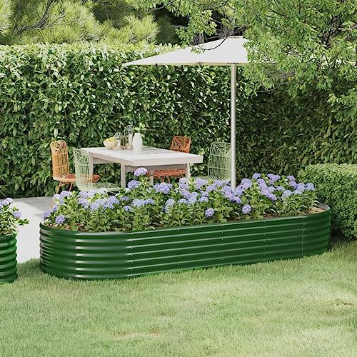 Somanki Hochbeet Pulverbeschichteter Stahl 249x100x36 cm Grün, Palettenrahmen, Hochteich, Gemüsebeet, Kräuterregal Balkon, Blumenbeet, Kräuterspirale, Tomatenbeet, Pflanzhochbeet - 318993