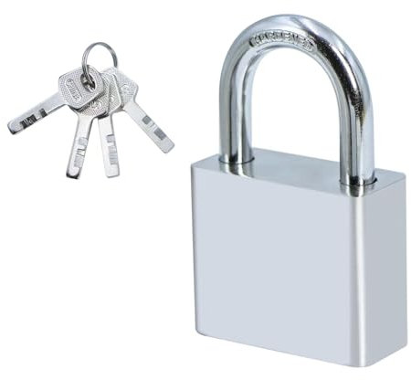 Qaixwuyi Vorhängeschloss mit Langer Bügel Candado con Llave, Candado Jardín 3 Pulgadas Alta Resistencia Plateado Seguridad Impermeable 4 Llaves para Taquillas Garajes Jardines