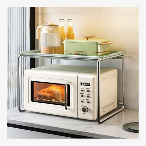LJPZYOY Microwave oven rack,microwave stand,Microwave Oven Rack,Microwave Stand,Kitchen Counter Shelf,Kitchen Countertop Organizer,Microwave Shelf Removable for Serving Plate (Color :Green,Si