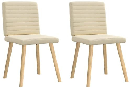 vidaXL Esszimmerstühle 2 STK. Creme Stoff