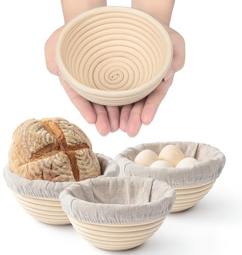 Brotgärkörbe, 12,7 cm, Mini-Banneton für Brotschalen und handgefertigte Brote, perfekt für Sauerteig-Backen, kleine Chargen-Tests, natürliches Rattan, 4 Stück