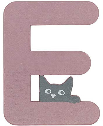 Holzbuchstaben bunt Tür Katzenmotiv Buchstaben Klebepads Taufe Geburt Dekoration Wände Kinderzimmer Wohnung Personalisierbare Buchstaben Handgefertigte (Rosa, E)