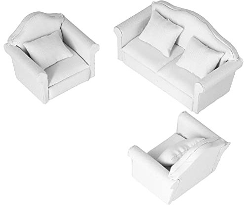 Gonetre Dollhouse Mini Sofa Set Reinweißes Wohnzimmer Möbelmodelle für Fotografie -Requisiten (Weiß)