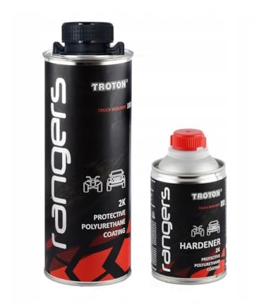 Troton Rangers - 2K Polyurethan Schutzmittel 3:1 - Karosserie und Unterbodenschutz Auto - Schutz vor Öl, Benzin, Wasser, Salz, Rost - gegen erhöhten Temperaturen und UV beständig - 1kg, Schwarz