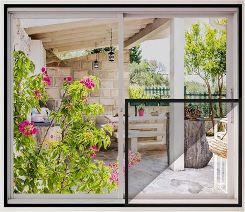 MYCARBON Mosquitera para Ventana 1pcs 120x140cm, Instalar Facilmente sin Taladrar, Malla Mosquitera para Toda Ventana, Sin Cortar, Negro