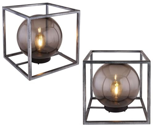 bmf-versand® Solarleuchten für Außen Garten Laterne 2er Set - Gartenlampe Würfel Rauchglas Optik 23 cm - Solarlampe Tischlampe Solar - Aussenlampe LED Balkon - Außenlaterne modern