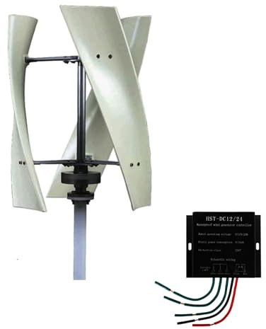 HYZHANHONG 12v, Generatore Eolico ad ASSE Verticale a 3 Pale, 8500 W, Bassa rumorosità, Bassa velocità del Vento, Avvio 12 V-220 V, generatore Eolico con regolatore Ibrido (Bianco)