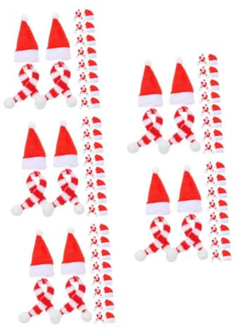 GETAJGHSD 100 Stück Puppen Weihnachtsmütze, Weihnachtsbasteln, Weihnachtsdekor, Handgefertigt, Weihnachtsschmuck, Gestrickter Schal, Puppendekor, Gestricktes, Gestrickte Mütze,