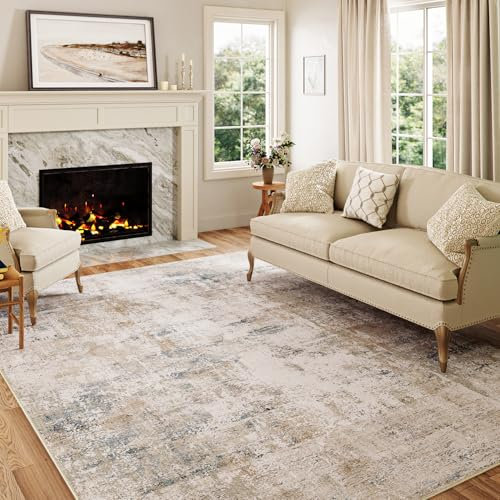 Waschbare Teppiche Gegend Teppich 150 x 210cm Beige Blau Modern Abstrakt Wohnzimmer Schlafzimmer Teppisch Groß rutschfest Kurzflor Weich Rugs for Living Room Carpet for Esszimmer Büro