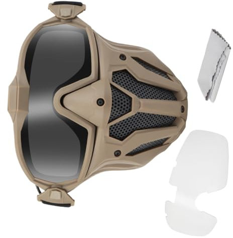 VANZACK 1satz Outdoor Schutzmaske Mit Anti-Fog Und Uv-Schutz Atmungsaktive Gesichtsmaske Für Ski Und Radfahren Abnehmbar Mud-Farbe Batterie